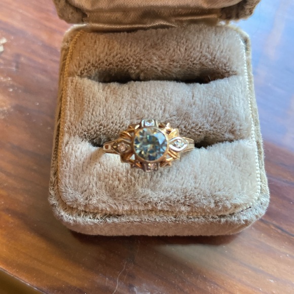 14K Blue Zircon Ring with Diamonds - Picture 7 of 7